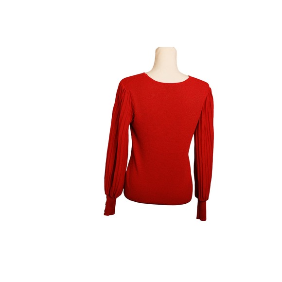 Nanette Lepore red medium sweater long pleated sleeve - Picture 3 of 7